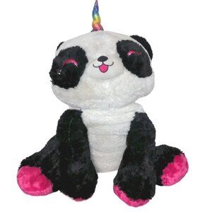 Dan Dee Pandacorn Black White Rainbow Glitter Horn Stuffed Animal 2019 25"